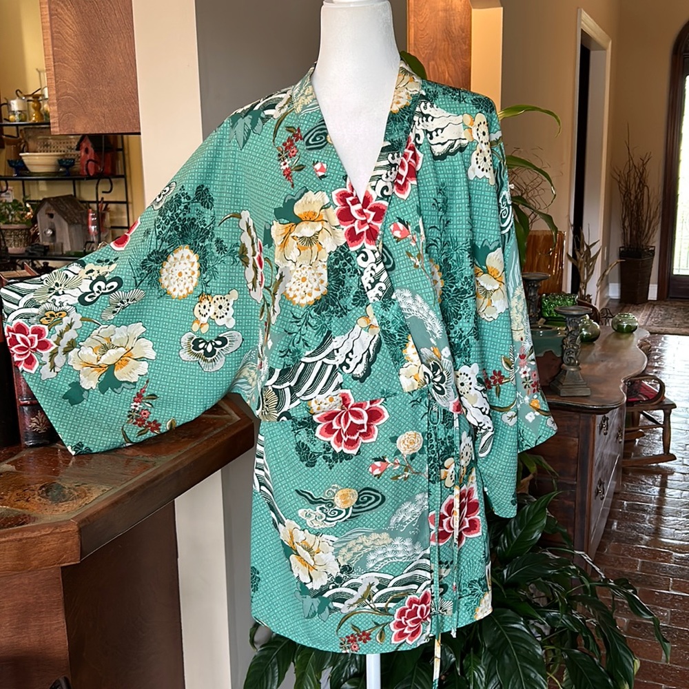 Favlux oriental print kimono robe/swimsuit cover szL